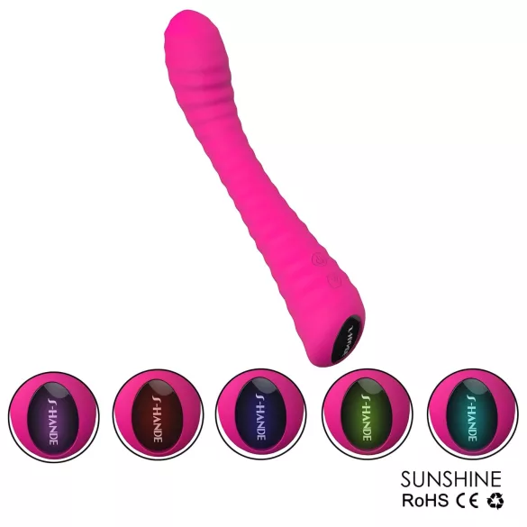 Sex HD Sunshine - vibrátor na G-bod s drážkami - dobíjecí - růžový