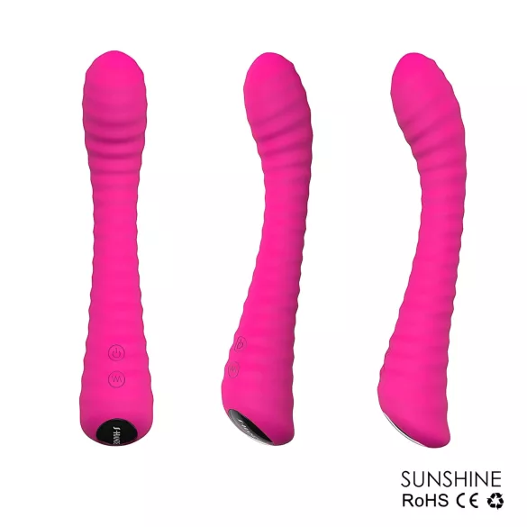 Sex HD Sunshine - vibrátor na G-bod s drážkami - dobíjecí - růžový