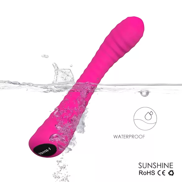 Sex HD Sunshine - vibrátor na G-bod s drážkami - dobíjecí - růžový