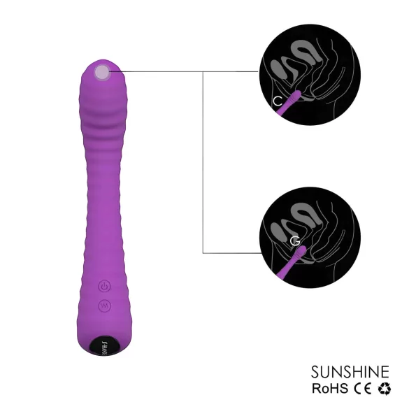 Sex HD Sunshine - vibrátor na G-bod - akumulátor, vroubkovaný, fialový