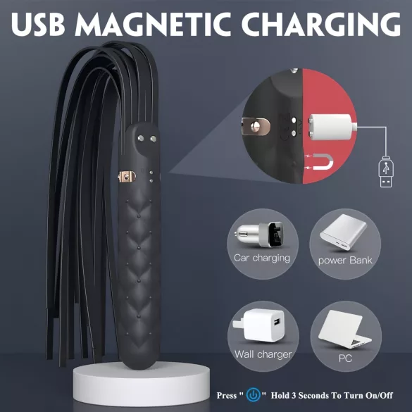 Sex HD Bloody Mary - nabíjecí vodotěsný vibrátor a bič - černý