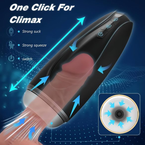 Sex HD Hawk - nabíjecí, vibrační-sací masturbátor (černo-bílý)