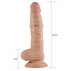   Lovetoy Real Extreme - připínací, testikulární dildo - 21cm (přírodní)