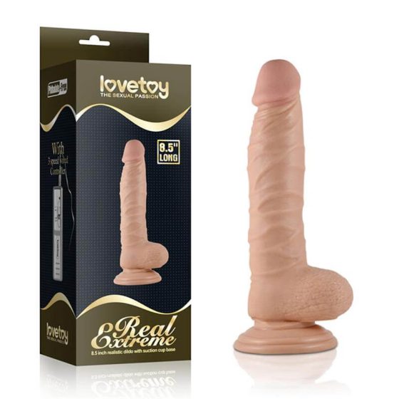 Lovetoy Real Extreme - připínací, testikulární dildo - 21cm (přírodní)