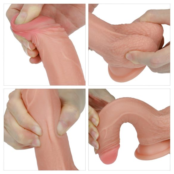 Lovetoy Nature Cock - realistické dvojvrstvé dildo - 18 cm - tělová barva