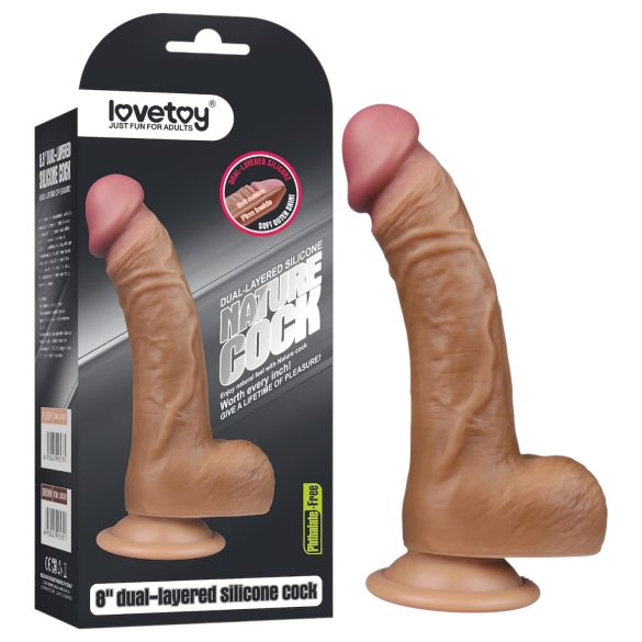 Lovetoy - realistické dildo zahnuté - 20 cm - tělová barva