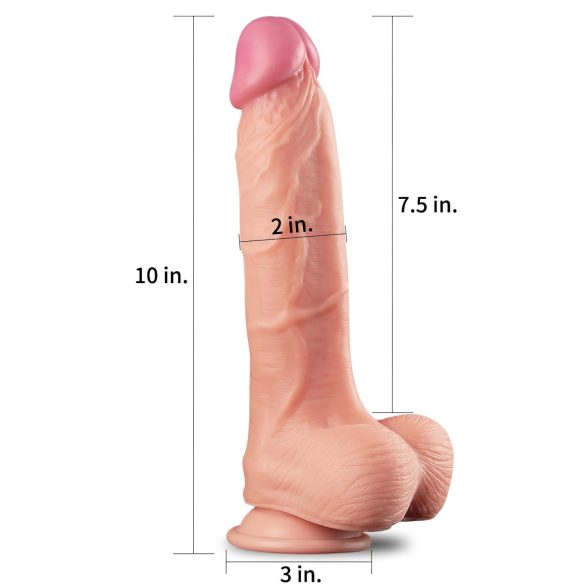 Lovetoy Nature Cock - realistický dvouvrstvý dildo - 25 cm - tělová barva