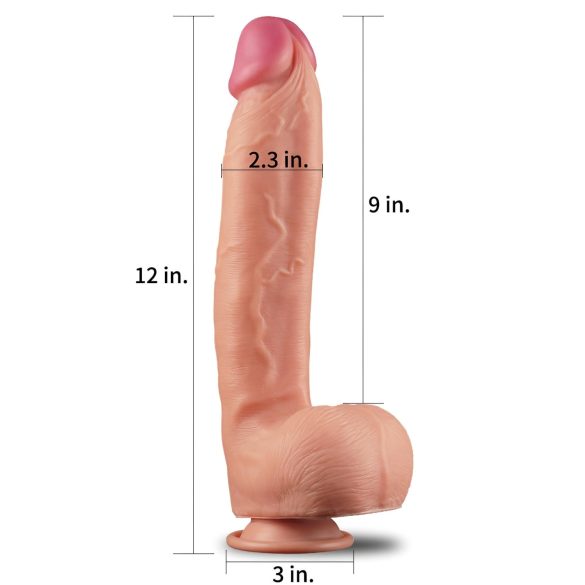 Lovetoy Nature Cock - realistické dildo - dvouvrstvé - 30 cm - tělová barva