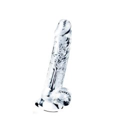   Lovetoy Flawless Clear - připínací, testikulární dildo - 19 cm (průhledné)
