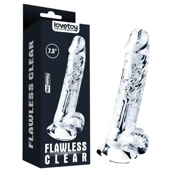 Lovetoy Flawless Clear - realistické dildo s přísavkou - 19 cm - transparentní