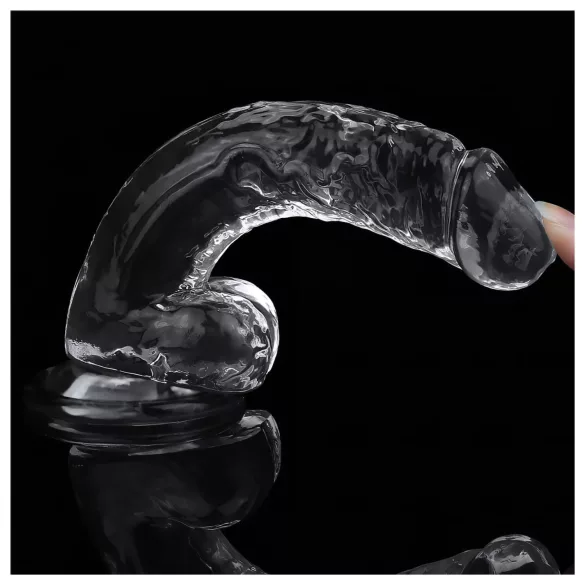 Lovetoy Flawless Clear - realistické dildo s přísavkou - 19 cm - transparentní