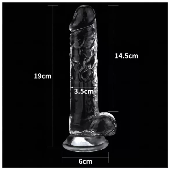 Lovetoy Flawless Clear - realistické dildo s přísavkou - 19 cm - transparentní
