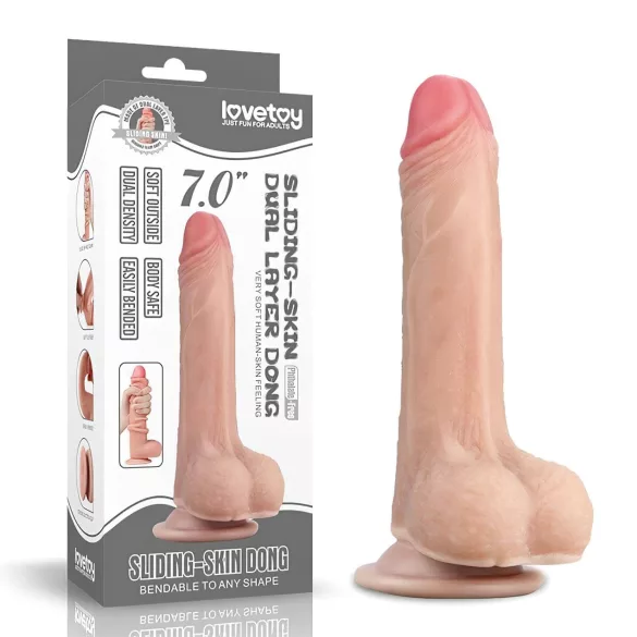 Lovetoy - realistické dildo - dvojitá vrstva - 18 cm - tělová barva