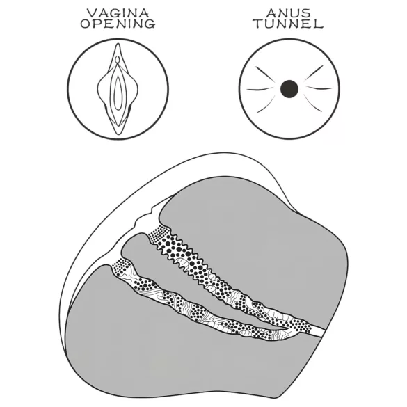 Lovetoy - masturbátor torzo - vagina a zadeček - realistický, tělová