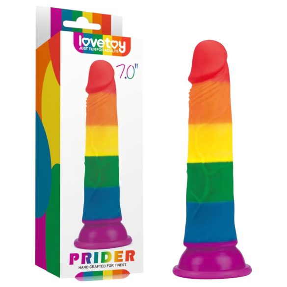 Lovetoy Prider - realistické dildo - 19 cm - duhová