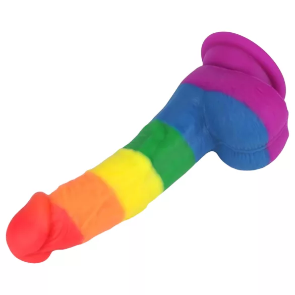 Lovetoy Prider - realistické silikonové dildo - 19 cm - duhové