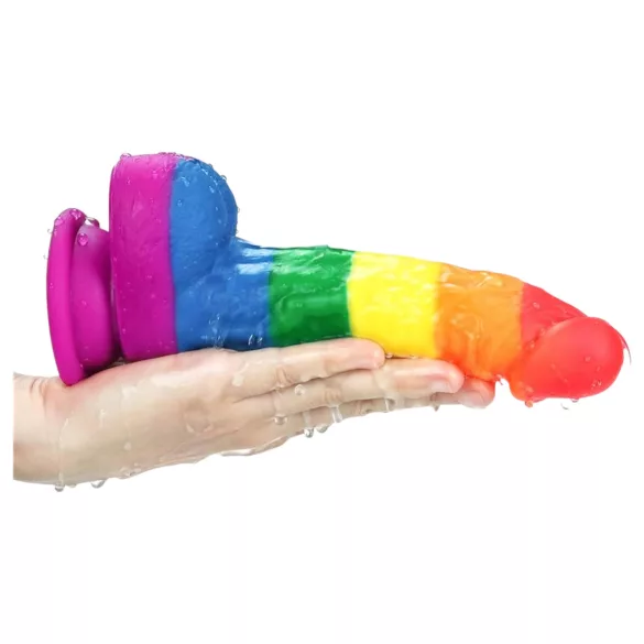 Lovetoy Prider - realistické silikonové dildo - 19 cm - duhové