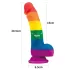 Lovetoy Prider - realistické silikonové dildo - 19 cm - duhové