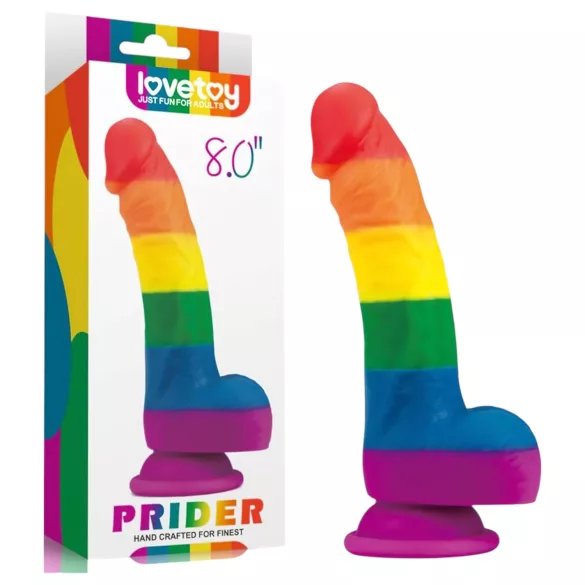 Lovetoy Prider - realistické silikonové dildo - 19 cm - duhové