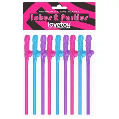   Lovetoy - realistické brčko ve tvaru penisu - růžová/modrá/fialová