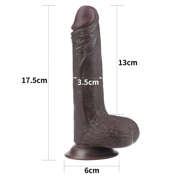 Lovetoy - dildo s pohyblivou kůží - dvouvrstvý - 18 cm - hnědý
