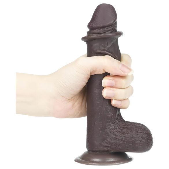 Lovetoy - dildo s pohyblivou kůží - dvouvrstvý - 18 cm - hnědý