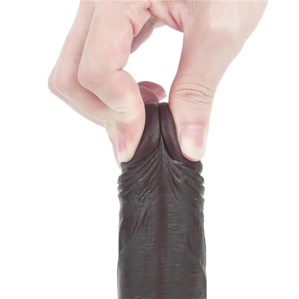 Lovetoy - dildo s pohyblivou kůží - dvouvrstvý - 18 cm - hnědý