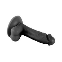 Mr. Rude - připínací dildo s varlaty - 17 cm (černé)
