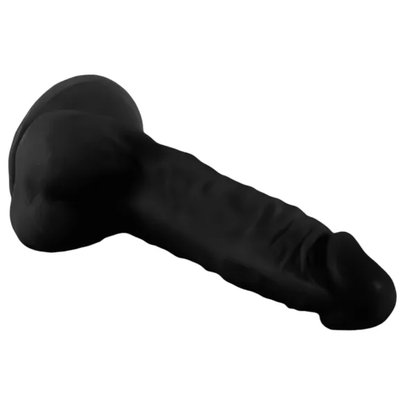 Mr. Rude - realistický dildo s přísavkou a varlaty - 19 cm - černý