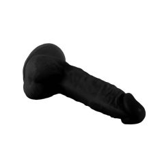 Mr. Rude - připínací dildo s varlaty - 19 cm (černé)