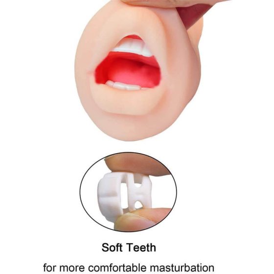 Tracys Dog Cup - realistický masturbátor umělé ústa se zuby (tělová barva)