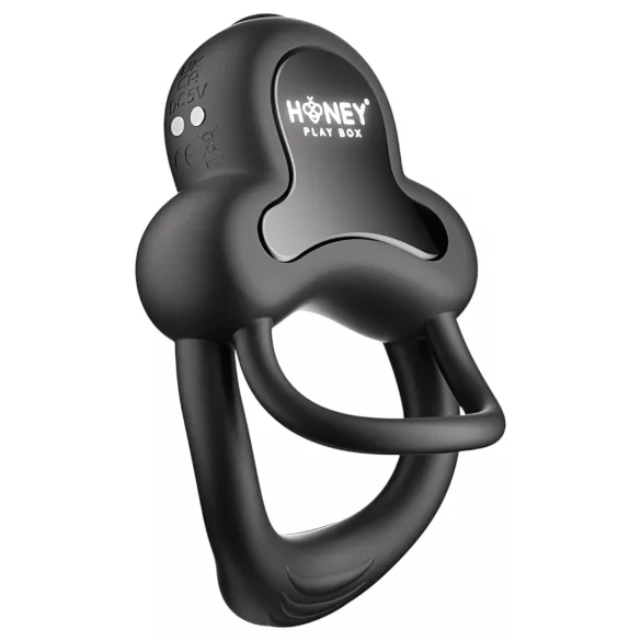 Honey Play Box Anello - Appem ovládaný vibrační erekční kroužek na penis a varlata pro muže (černý)