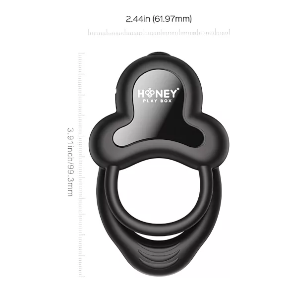 Honey Play Box Anello - Appem ovládaný vibrační erekční kroužek na penis a varlata pro muže (černý)