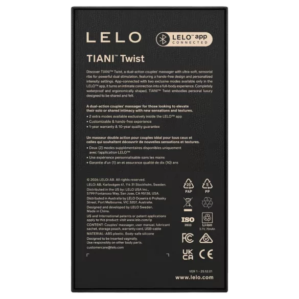 LELO Tiani Twist - chytrý párový vibrátor (fialová)