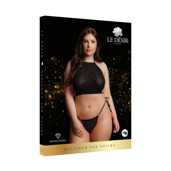 Le Désir Plus Size - třpytivý party set - černý (XL-3XL)