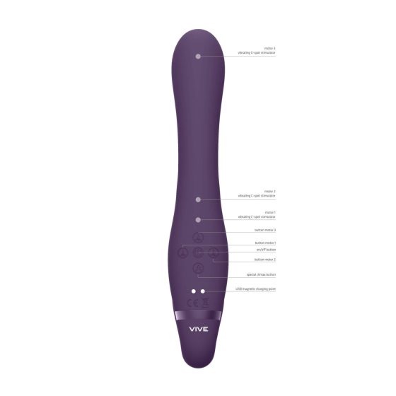 Vive Suki - dobíjecí vibrátor bez ramínek se stimulátorem klitorisu (fialový)