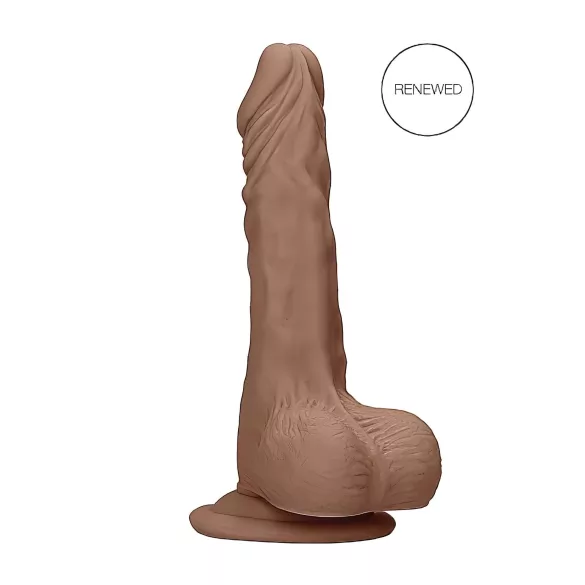 RealRock - realistické dildo s varlaty - 17 cm - tmavá tělová barva