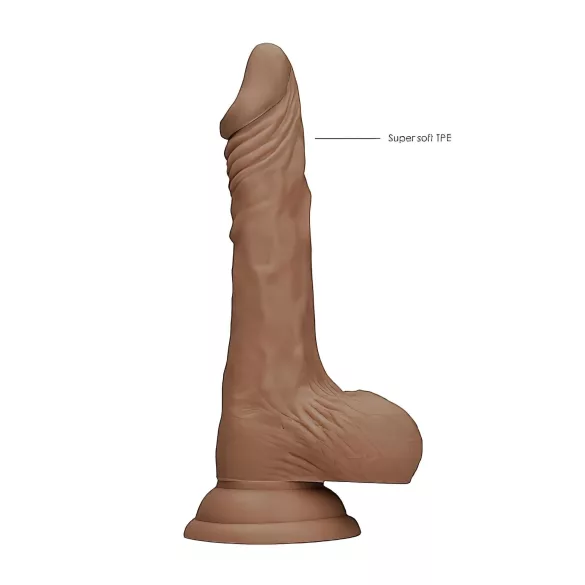 RealRock - realistické dildo s varlaty - 17 cm - tmavá tělová barva