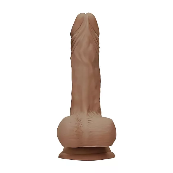 RealRock - realistické dildo s varlaty - 17 cm - tmavá tělová barva