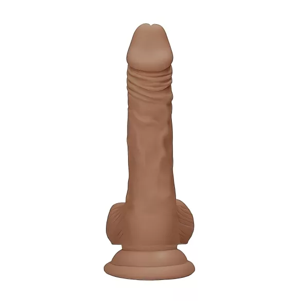 RealRock - realistické dildo s varlaty - 17 cm - tmavá tělová barva