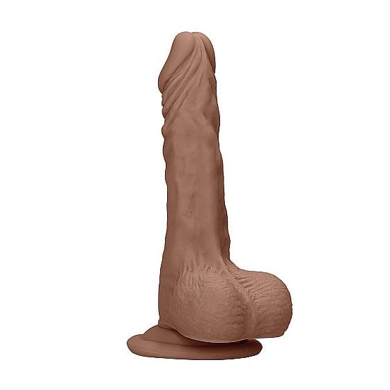 RealRock Dong 7 - realistické dildo s varlaty (17 cm) - tmavě přírodní