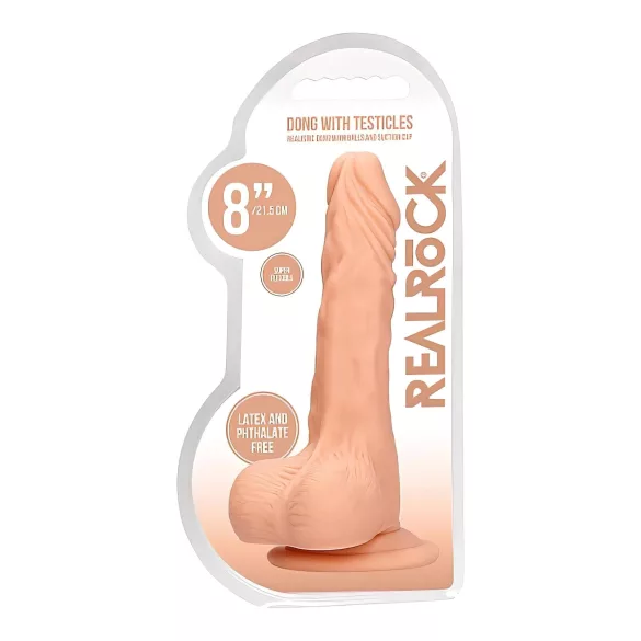 RealRock - realistické dildo s varlaty - 20 cm - tělová barva