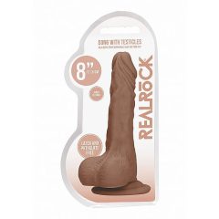   RealRock Dong 8 - realistické dildo s varlaty (20 cm) - tmavě přírodní