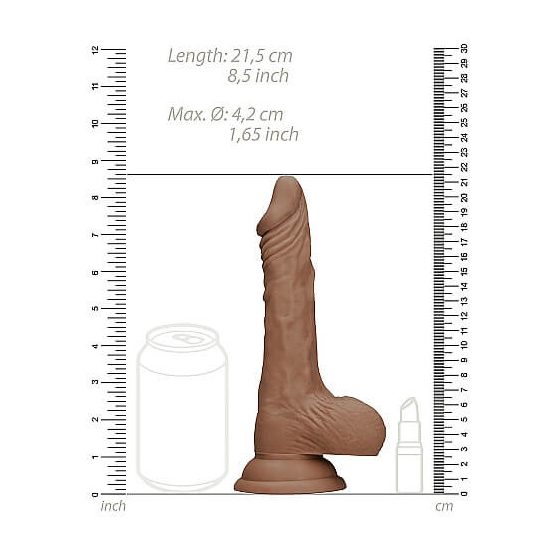 RealRock Dong 8 - realistické dildo s varlaty (20 cm) - tmavě přírodní