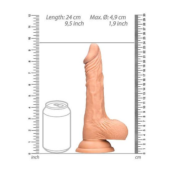 RealRock Dong 9 - realistické dildo s varlaty (23 cm) - přírodní