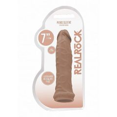   RealRock Penis Sleeve 6 - návlek na penis (17cm) - tmavě přírodní barva