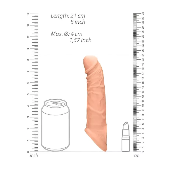 RealRock - návlek na penis - 21 cm - tělová barva