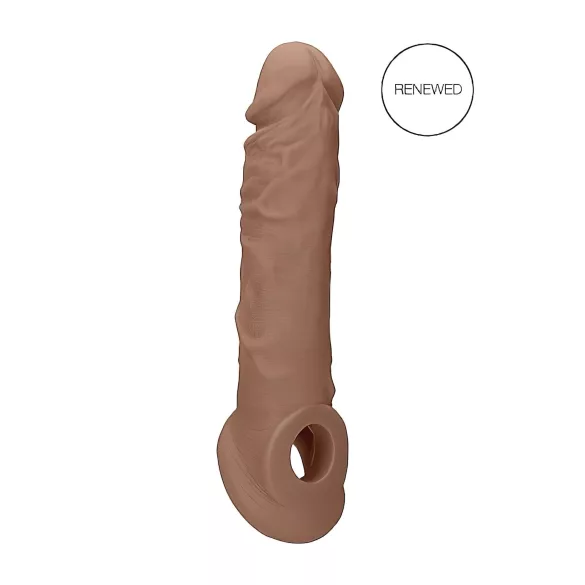 RealRock - návlek na penis - prodloužení 21 cm - tmavá tělová