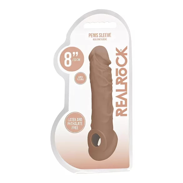 RealRock - návlek na penis - prodloužení 21 cm - tmavá tělová