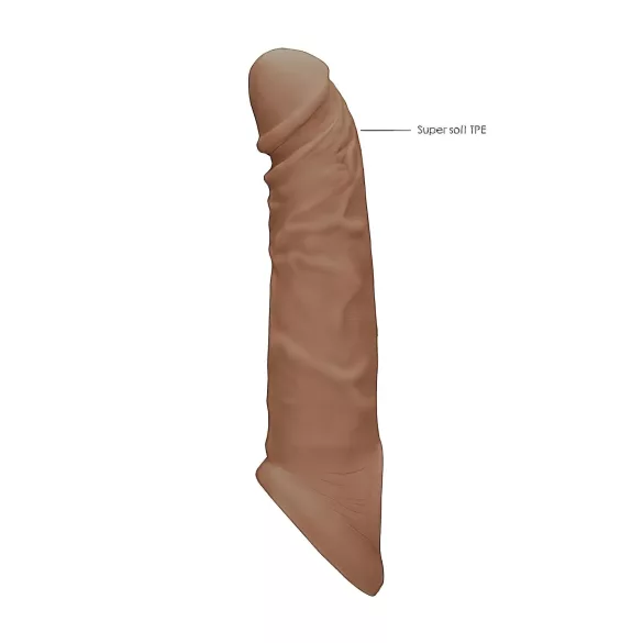 RealRock - návlek na penis - prodloužení 21 cm - tmavá tělová